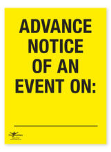 Advance Notice of an Event Correx Sign General Event Area Notification