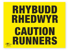 Rhybudd Rhedwyr Cautions Runners Correx Sign Welsh Translation Bilingual