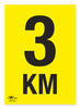 3KM A3 Correx Distance KM Marker Sign