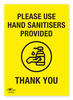 Please Use Hand Sanitisers Provided COVID-19 (Coronavirus) Safety Correx Sign