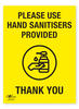 Please Use Hand Sanitisers Provided COVID-19 (Coronavirus) Safety Correx Sign