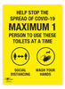 Toilets Max 1 Person COVID-19 (Coronavirus) Safety Correx Sign