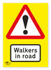 Walkers in Road Safety Correx Sign A3 Warning