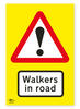 Walkers in Road Safety Correx Sign A1 Warning