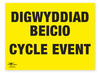Digwyddiad Beicio Cycle Event Correx Sign Welsh Translation Bilingual