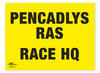 Pencadlys Ras Race HQ Correx Sign Welsh Translation Bilingual