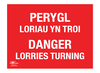 Danger Lorries Turning Bilingual Correx Sign