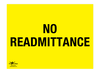 No Readmittance Correx Sign