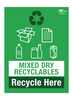 Recycle Here Mixed Dry Recyclables Correx Sign