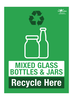 Recycle Here Mixed Glass and Jars Correx Sign