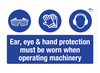Ear, Eye & Hand Protection Must Be Worn A3 Forex 3mm Sign
