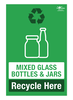 Recycle Here Mixed Glass and Jars Correx Sign